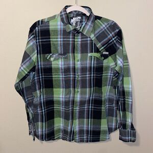 Ocean Current Men’s Flannel Shirt Green/Black Plaid